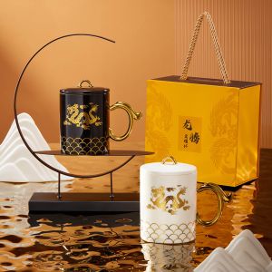 Wholesale Custom Ceramic Mug Gold Handle Mug With Dragon Pattern from china suppliers