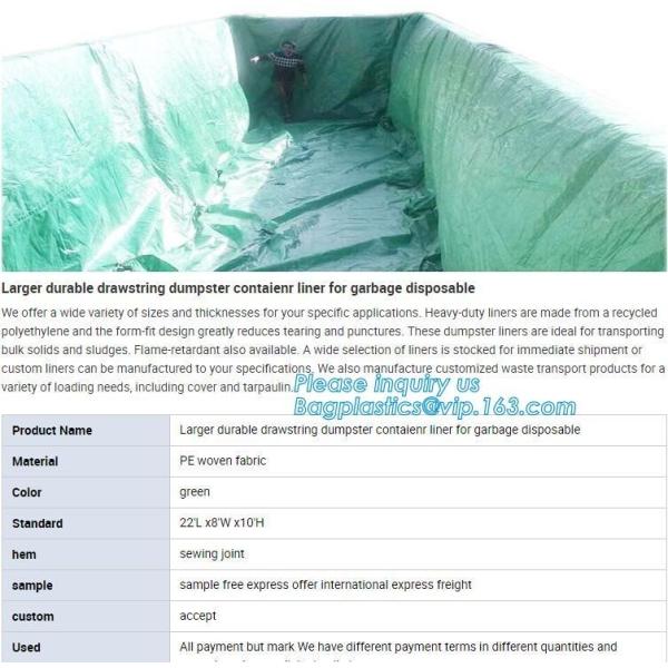 Environmental 6 Mil Drawstring Dumpster Container Liners,6Mil Drawstring Open