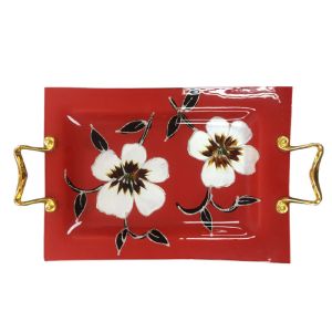 32cmx20cm Restaurant Custom Art Painted Glass Compote