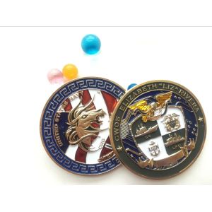 Soft enamel Die casting Printing double side brass coin souvenir, custom