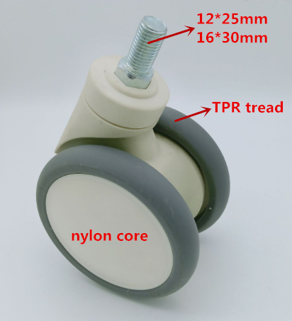 medical caster with threaded stem 5 inch