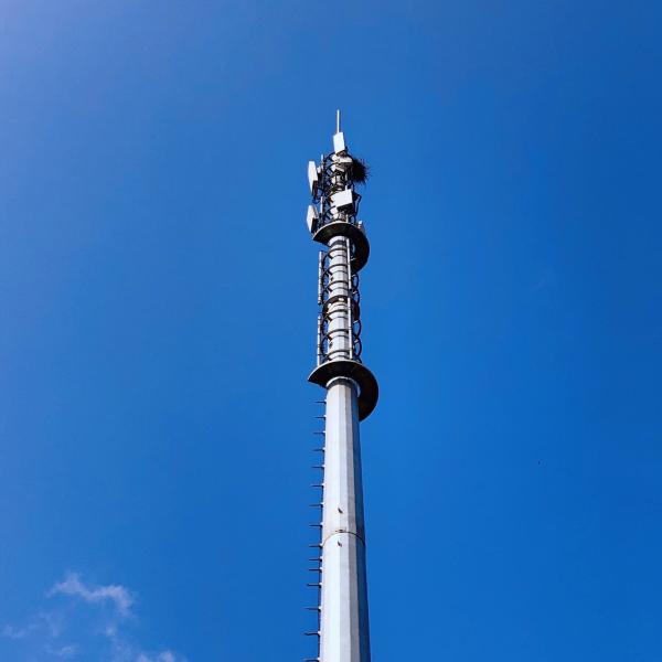 Quality 15m Q345 Hot Dip Galvanized Monopole Cell Tower With Lights for sale