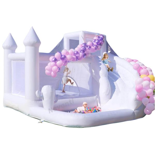 2024 Design White Mini Inflatable Bouncy Castle Combo Bounce with Custom Logo Printed