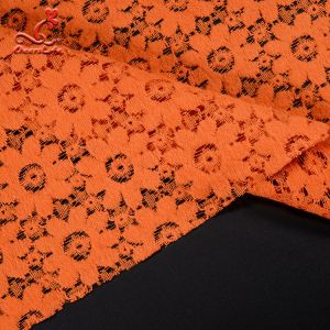 Soft Fancy Burnt Orange Embroidered Lace Fabric For Saree Clothes