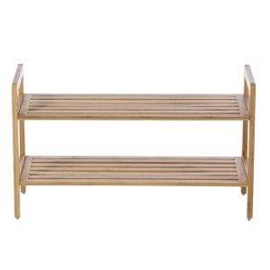Wholesale Fashionable Rectangular 2 Tier Bamboo Shoe Rack Household Essentials from china suppliers