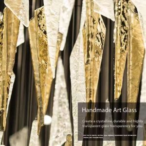 Modern Triangle Chandelier Gold White Transparent Glass Chandelier Light Luxury