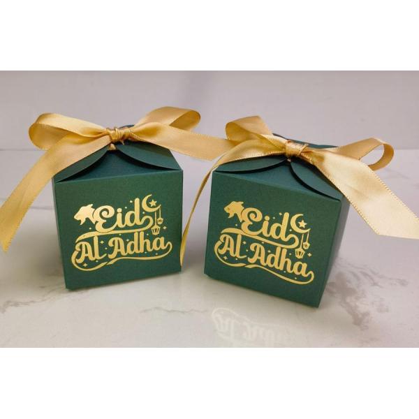 Custom White Gift Box With Foil Logo For Eid Al Adha Party Favors And Festival