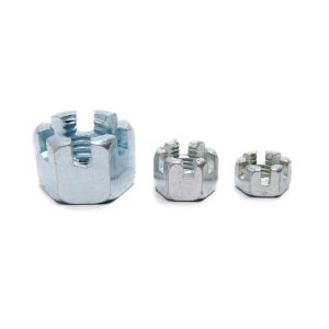 GB6178 Slotted And Castle Hexagon Nut Blue White Zinc Plated