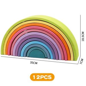 3D 2.75in Stacking Rainbow Wooden Rainbow Stacker 12 Piece