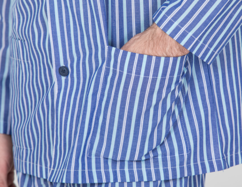 Yarnd Dyed Striped Mens Luxury Sleepwear With Button Through Shirt And Long Pants