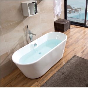 China Classic Luxury Freestanding Bathtubs / Stand Alone Soaker Tubs Glossy White on sale