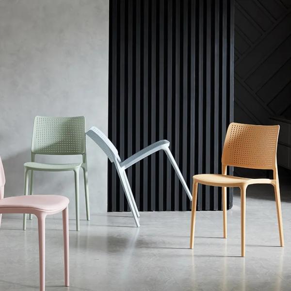 Stackable Outdoor Dining Chair in Colorful PP Plastic Material for Modern Home Furniture W41.5*L55*H79 *SH45.5cm