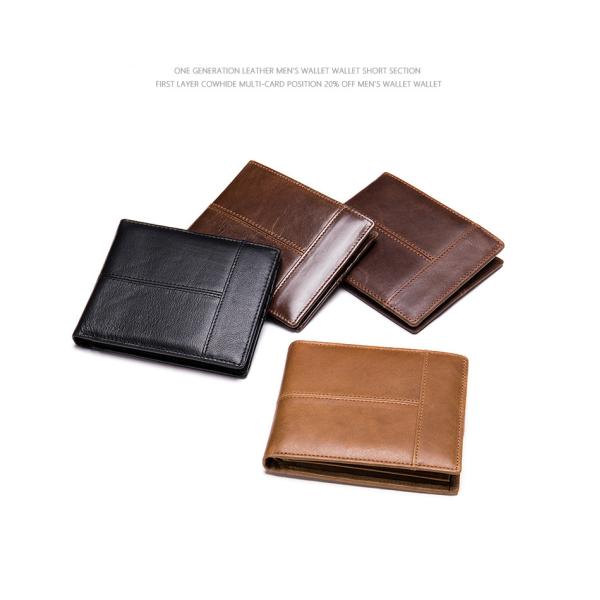 Custom Logo Men's Genuine Leather Bifold Wallet with RFID Protection and Card Holders