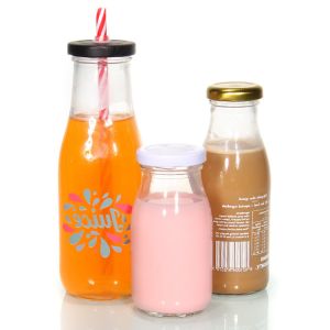Glass Sauce 200ml 250ml Juice Milk Bottle With Screw Lid ODM