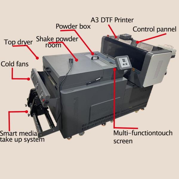 30Cm 2 Head Dtf Printer With I3200A1 head and Powder Shaking Machine Printer