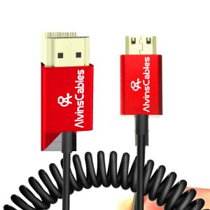Alvin's Cables 8K High Speed Mini HDMI To HDMI Coiled Cable, Aluminum 8K@60Hz 4K
