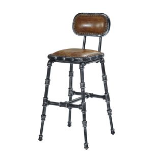High Back Leather Bar Stools , Kitchen Upholstered Counter Height Stools Tan
