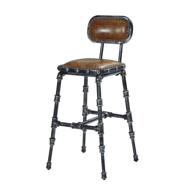 High Back Leather Bar Stools , Kitchen Upholstered Counter Height Stools Tan