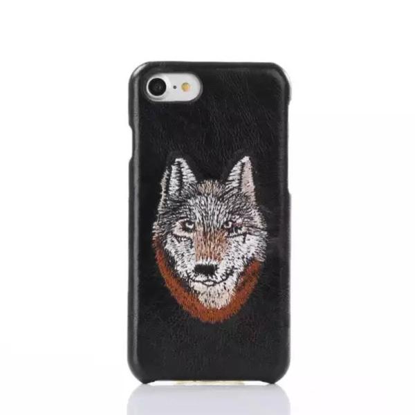 Soft PU&PC Embroidery Blink Eyes Wolf Lion Leopard Tiger Pattern Back Cover Cell