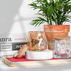 Wholesale Factory Price Green Transparent Luxurious Candle Jars Candle Glass Jar With Box from china suppliers