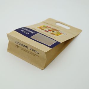 Kraft Paper Self-Standing Resealable Food Nut Storage Bag Wholesale Flat Bottom