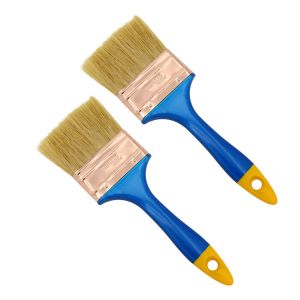 Blue Handle Plastic Handle Paint Brushes With Coffee Color Hair Material