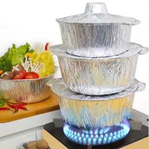 Wholesale Picnic Aluminum Foil Pots Takeout Disposable Tin Foil Pan with Lids from china suppliers