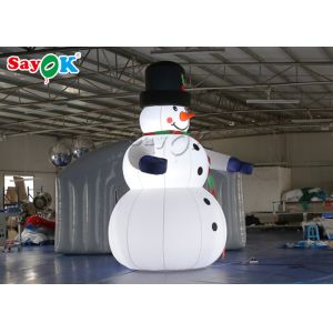 Oxfor Cloth Inflatable Holiday Decorations Wearing Black Hat And Mittens Blow Up