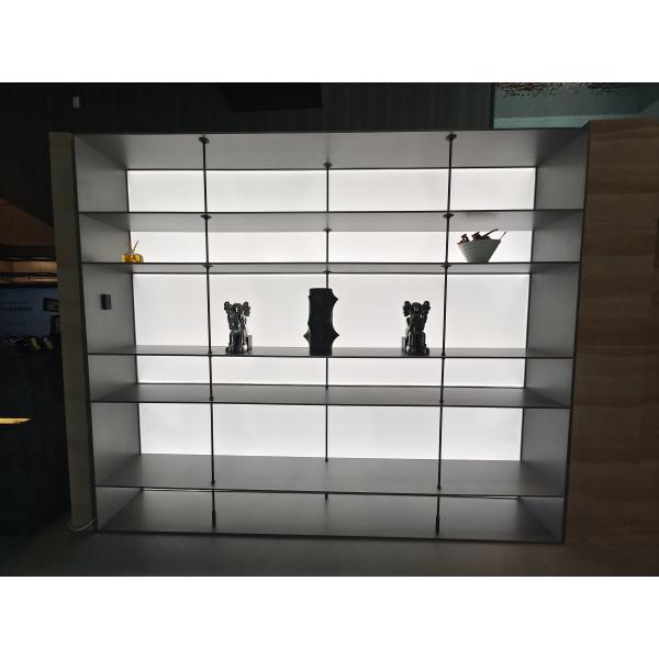 Quality Aluminum Floating Shelf Metal Living Room Hanging Bookshelf On Wall With Led Light for sale