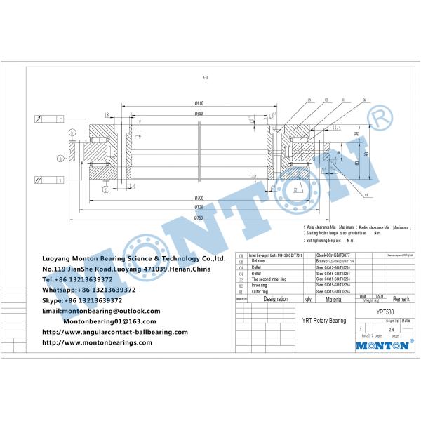 YRT580 yrt table bearings manufacturers
