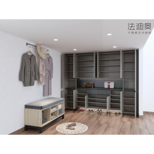 Modern Elegance Durable And Customizable Light Gray Stainless Steel Shoe Cabinet