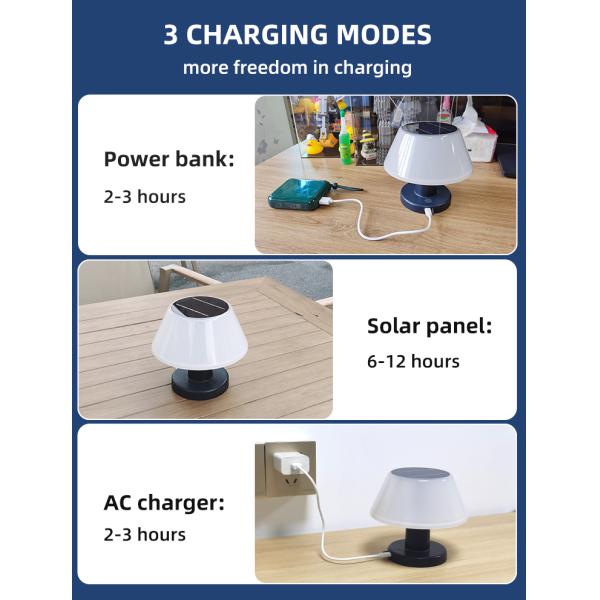 LED Solar Desk Lamp Table Light White Night Lights IP55 Garden Patio Solar Table Lamp