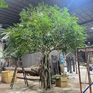 Indoor Decorative Artificial Wooden Tree Large Articicial Ficus Tree Green