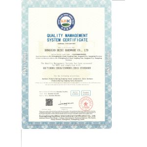 Dongguan Hezhi Hardware Co., Ltd. Certifications