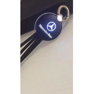 3 in 1 Light Up Logo USB Cable with Keyring and iPhone,Micro,Type-C Connector