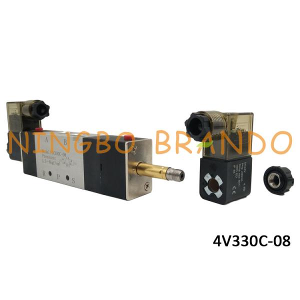 4V330C-08 AirTAC Type Air Electrical Control Valve 1/4" 5/3 Way For Double