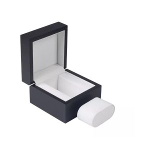 Customized Black Matte Single Watch Boxes Pu Leather Square Wooden