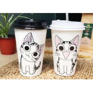 12 Oz Disposable Coffee Cups With Lids , Take Out Paper Cups For Hot Drinks