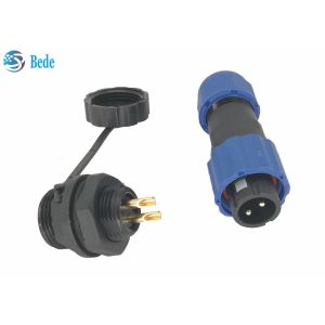 Ip68 Waterproof Power Cable Connector , 2 Pin M13 Panel Mounting Connector