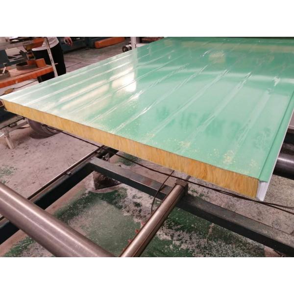 Insulation Glass Wool Foam Sandwich Wall Panel Lotus Green Color