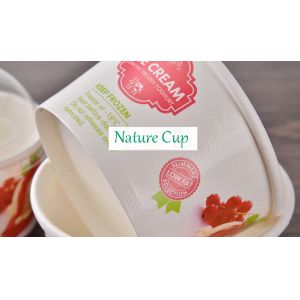 Green / White Disposable Ice Cream Bowls PE Coated With Wavy Pattern