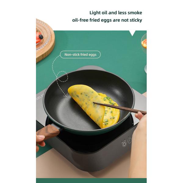 Factory Direct Sale Kitchen Cookware 22/24/26/28 Cm Aluminum Wooden Handle Free Nonstick Fry Pan