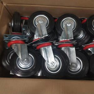 85mm Rubber Casters Swivel Threaded Stem 110lbs Capacity
