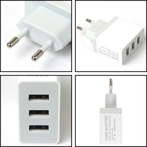 Fast Charging 5V 3A 3 USB Port Wall Plug Power Adapter for iPhone Cell Phone