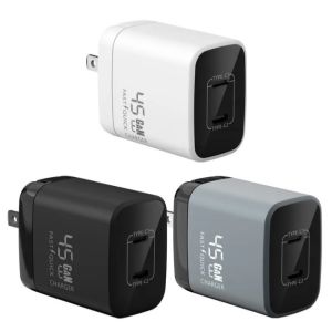 Wholesale 2025 LX 45W White/Black Gallium Nitride Dual Ports USB C Charger Foldable US Plug Fast Charging Adapter Customized Wall Charger from china suppliers