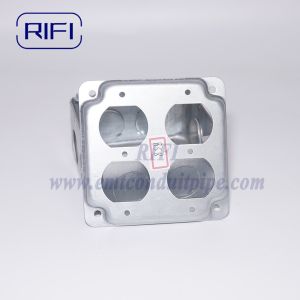 4" x 4" Raised Steel Box Cover RS8 Surface Mount Cover for Two Duplex Receptacle