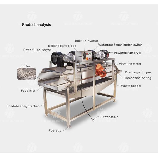 OEM Potatoes Orange Fruit Drying Machine Leafy Vegetables Vibrating Air Dryer
