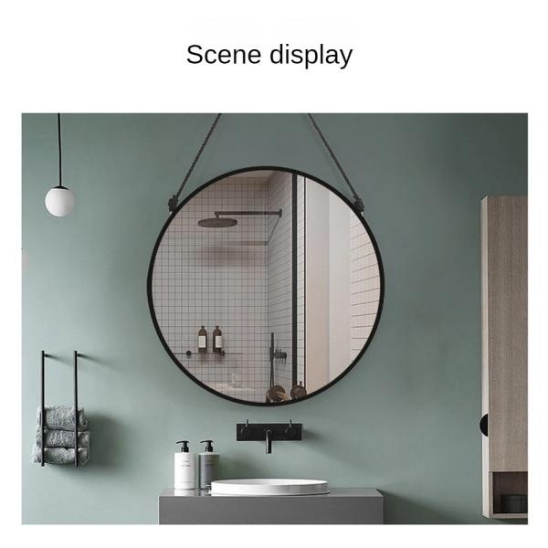 Glass Mirror Bathroom Decorative Lanyard Style Plastic Round Frame for The Listing Bedroom