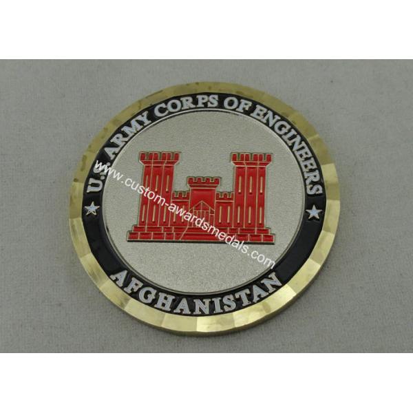 2.0'' Custom Made Coins U.S. Army Corps Engineers , Two Tone Plating Die Stamped Diamond Edge
