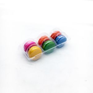 6 Holes Sugar PET Macaron Box Packaging Macaron Box With Clear Sleeve